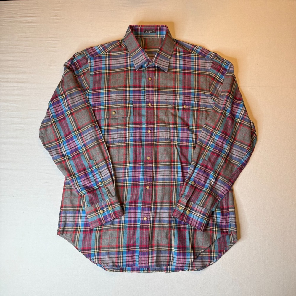 J McLaughlin Shirt Mens Large Multi Color Windowpane Classic Fit Casual‎